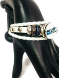 NFL Fashion Snap Seattle Seahawks Logo White Leather Bracelet  With 2 Charms For Football Fans