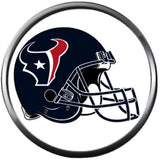 NFL Football Fan Houston Texans White Leather Bracelet W/ Blue Logo & Helmet 18MM - 20MM Snap Charms