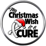 Christmas Wish Cure White Ribbon Lung Cancer Support Awareness Holiday Winter 18MM - 20MM Snap Jewelry Charm