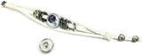NFL Football Fan Houston Texans White Leather Bracelet W/ Blue Logo & Helmet 18MM - 20MM Snap Charms