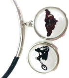 Harley Davidson Pink Heart & Biker Chick 15" Necklace with 2 18MM - 20 MM Snap Jewelry Charms