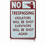 The Tin Wall Metal Garage Sign for Mancave No Trespassing Violators Will Be Shot