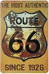 The Tin Wall Metal Garage Sign for Mancave Route 66 The Most Authentic Since 1926