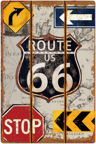 The Tin Wall Metal Garage Sign for Mancave Route 66 Vintage Sign