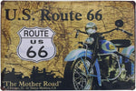 The Tin Wall Metal Garage Sign for Mancave Route 66 The Mother Road Chicago to Santa Monica