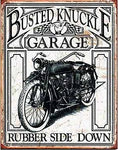 The Tin Wall Metal Garage Sign for Mancave Busted Knuckle Garage Rubber Side Down
