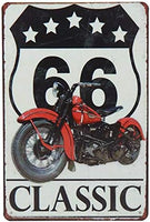 The Tin Wall Metal Garage Sign for Mancave Route 66 Classic Red Motorcycle