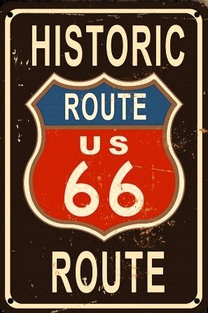 The Tin Wall Metal Garage Sign for Mancave Historic Route US 66