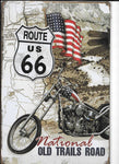 The Tin Wall Metal Garage Sign for Mancave Route 66 National Old Trails Road