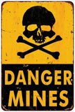 The Tin Wall Metal Garage Sign for Mancave Area 51 Danger Mines Skull and Crossbones