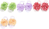 Shabby Chic Baby Toddler Barefoot Sandal Purple Chiffon Flower Elastic Foot Wear  2 Pc 1 Pair