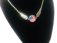 Patriotic USA Flag Fashion Snap Jewelry Necklace Bracelet Set Plus 4 interchangeable Charms