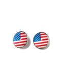 Patriotic USA Flag Fashion Snap Jewelry Necklace Bracelet Set Plus 4 interchangeable Charms