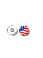 Patriotic USA Flag Fashion Snap Jewelry Necklace Bracelet Set Plus 4 interchangeable Charms