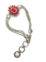Ruby Red Fashion Snap Jewelry Necklace Bracelet Set Plus 4 Charms Beautiful & Classy
