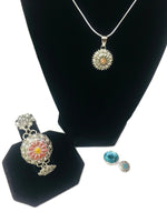 Modern Vintage Snap Jewelry Necklace Bracelet Set Plus 2 Reg and 2 Mini Size Charms