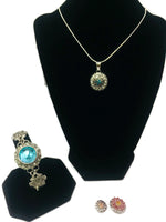 Modern Vintage Snap Jewelry Necklace Bracelet Set Plus 2 Reg and 2 Mini Size Charms