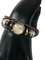 Mystic Fashion Snap Jewelry Brown Leather Bracelet Set With 2 Charms Modern And Classy