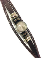 Mystic Fashion Snap Jewelry Brown Leather Bracelet Set With 2 Charms Modern And Classy