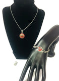 Red Dragonfly Fashion Snap Jewelry Necklace Bracelet Set Plus 4 Mini Charms Beautiful & Classy