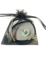 NFL Fashion Snap Green Bay Packers Logo Necklace Set With 2 Charms For Football Fans