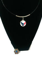 NFL Fashion Snap Jewelry Houston Texans Logo Necklace Set With 2 Charms For Football Fans