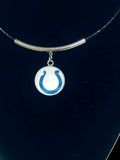 NFL Fashion Snap Indianapolis Colts Logo Necklace Set With 2 Charms For Football Fans