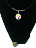 NFL Fashion Snap Jewelry Pittsburgh Steelers Logo Necklace Set With 2 Charms For Football Fans