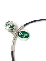 NFL Fashion Snap New York Jets Logo Necklace Set With 2 Charms For Football Fans