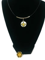 NFL Fashion Snap New Orleans Saints Logo Necklace Set With 2 Charms For Football Fans