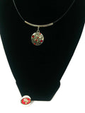 NFL Fashion Snap Jewelry San Francisco 49ers Logo Necklace Set With 2 Charms For Football Fans
