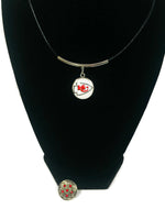 NFL Fashion Snap Jewelry Kansas City Chiefs Logo Necklace Set With 2 Charms For Football Fans