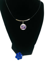 NFL Fashion Snap Jewelry New York Giants Logo Necklace Set With 2 Charms For Football Fans