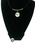 NFL Fashion Snap Oakland Raiders Logo Necklace Set With 2 Charms For Football Fans