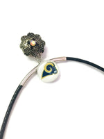 NFL Fashion Snap Jewelry Los Angeles Rams Logo Necklace Set With 2 Charms For Football Fans