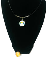NFL Fashion Snap Jewelry Los Angeles Chargers Logo Necklace Set With 2 Charms For Football Fans