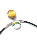 NFL Fashion Snap Jewelry Los Angeles Chargers Logo Necklace Set With 2 Charms For Football Fans