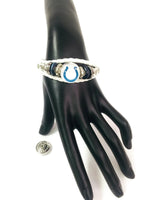 NFL Fashion Snap Indianapolis Colts Logo White Leather Bracelet  With 2 Charms For Football Fans