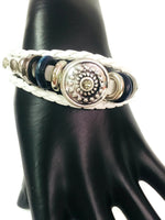 NFL Fashion Snap Indianapolis Colts Logo White Leather Bracelet  With 2 Charms For Football Fans