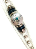 NFL Fashion Snap Seattle Seahawks Logo White Leather Bracelet  With 2 Charms For Football Fans