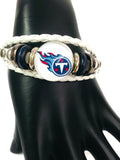 NFL Fashion Snap Jewelry Tennessee Titans Logo Leather Bracelet With 2 Charms For Football Fans