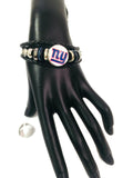 NFL Fashion Snap New York Giants Logo Leather Bracelet  With 2 Charms For Football Fans