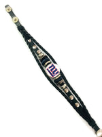 NFL Fashion Snap New York Giants Logo Leather Bracelet  With 2 Charms For Football Fans