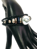 NFL Fashion Snap Philadelphia Eagles Logo Leather Bracelet  With 2 Charms For Football Fans