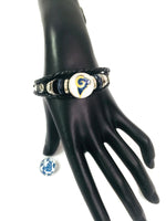 NFL Fashion Snap Los Angeles Rams Logo Leather Bracelet  With 2 Charms For Football Fans