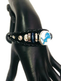 NFL Fashion Snap Detroit Lions Logo Leather Bracelet  With 2 Charms For Football Fans