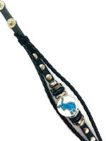 NFL Fashion Snap Detroit Lions Logo Leather Bracelet  With 2 Charms For Football Fans