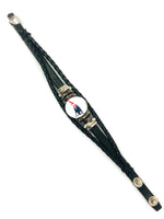 NFL Fashion Snap New England Patriots Logo Leather Bracelet  With 2 Charms For Football Fans