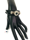 NFL Fashion Snap New England Patriots Logo Leather Bracelet  With 2 Charms For Football Fans