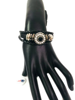 NFL Fashion Snap New England Patriots Logo Leather Bracelet  With 2 Charms For Football Fans